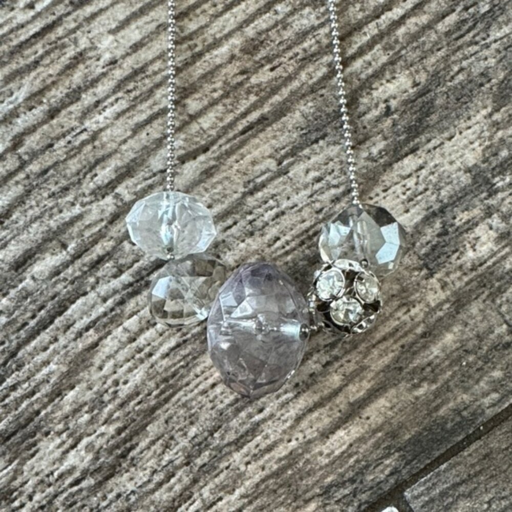 Express Silver Necklace with Clear Beads